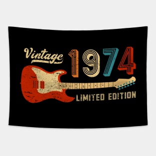 Retro 1974 Birthday Vintage Musician Guitar Player Tapestry