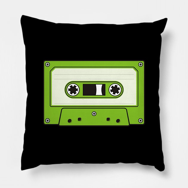 Audio Cassette Green Pillow by sifis