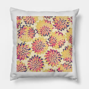 Lemon Berry Lovely - Yellow, Salmon, Violet and Pink - Digitally Illustrated Abstract Flower Pattern for Home Decor, Clothing Fabric, Curtains, Bedding, Pillows, Upholstery, Phone Cases and Stationary Pillow