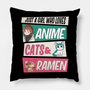 Just A Girl Who Loves Anime Cats and Ramen Japan Anime Pillow