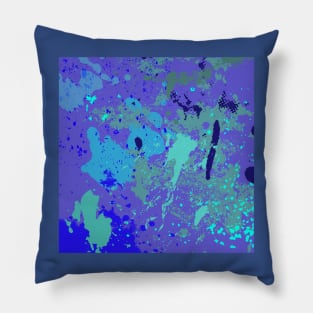 abstract blue paint splatter Pillow