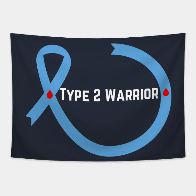 Type 2 Diabetic Blue Ribbon Awareness Warrior Tapestry by Diabeticsy