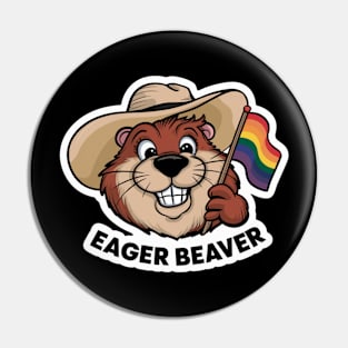 Eager Beaver With LGBT Pride Flag Pin