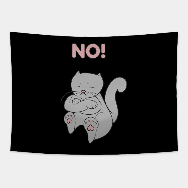 Cute Cat NO! Tapestry by HugSomeNettles