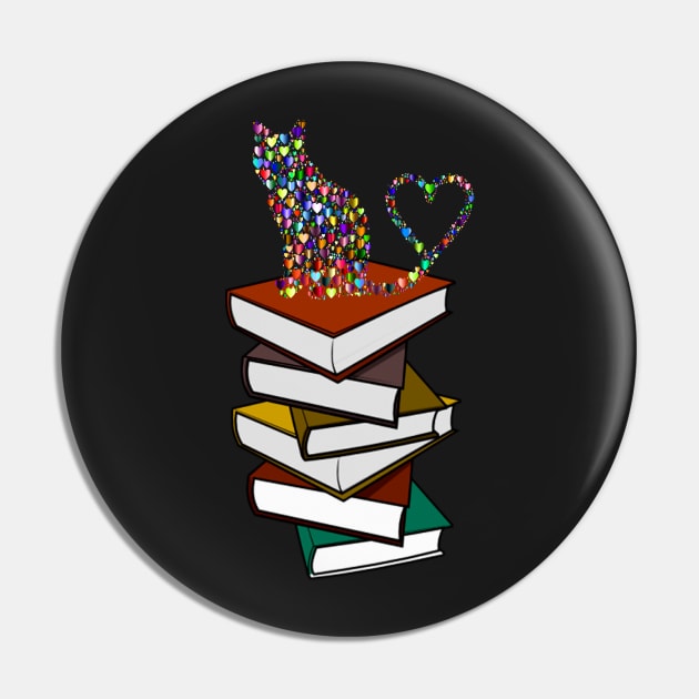 I Love Cats And Books Pin by Atteestude