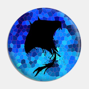 Manta Ray Blue Mosaic Circle Pin