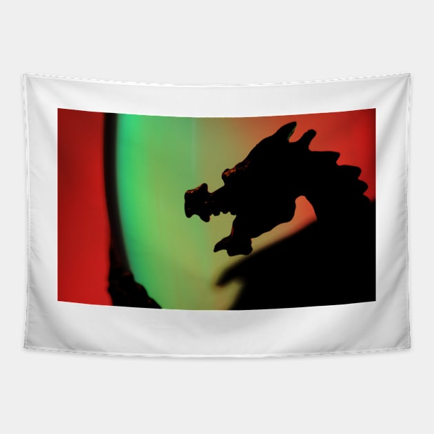 Dragon Silhouette - Red and Green Tapestry by jdm1981