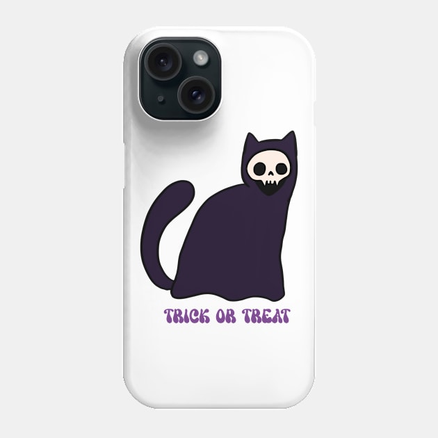 Trick or treat cute grim reaper cat Phone Case by Yarafantasyart