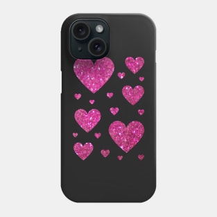 Hot Pink Faux Glitter Hearts Phone Case