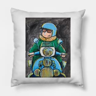 Retro Scooter, Classic Scooter, Scooterist, Scootering, Scooter Rider, Mod Art Pillow