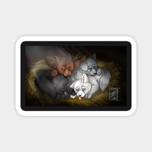 Wolf Puppy Pile Magnet