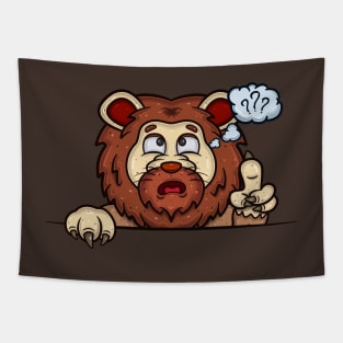 Lion Cartoon With Confused Face Expression Tapestry