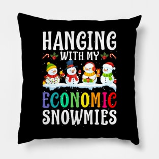 Hanging With My Economic Snowmies Teacher Christma Pillow