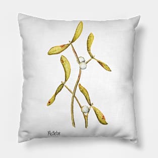 Mistletoe watercolor drawing Pillow