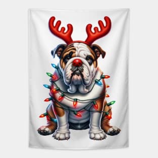 Christmas Red Nose Bulldog Tapestry
