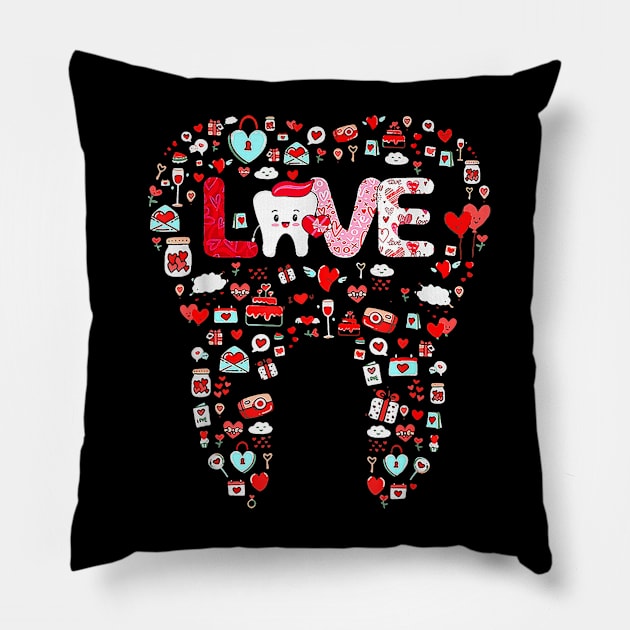 Dental Squad Dental Assistant Dentist Valentines Day Pillow by jadolomadolo