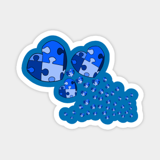 Blue Confetti Hearts Magnet