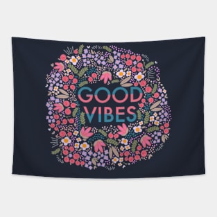 Good vibes, floral Tapestry