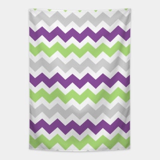 Purple Lime Green Grey Chevron Pattern Tapestry