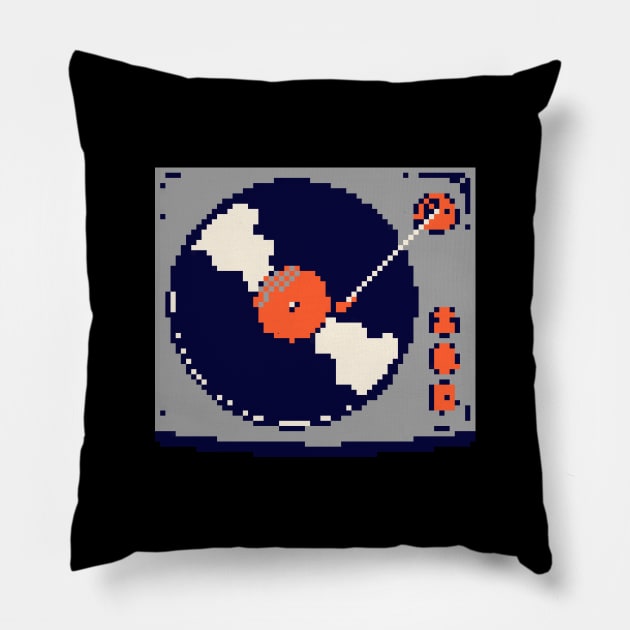 Turntable - Vintage Audio LP Vinyl Record Player Pixel Art Pillow by PXL-JXN