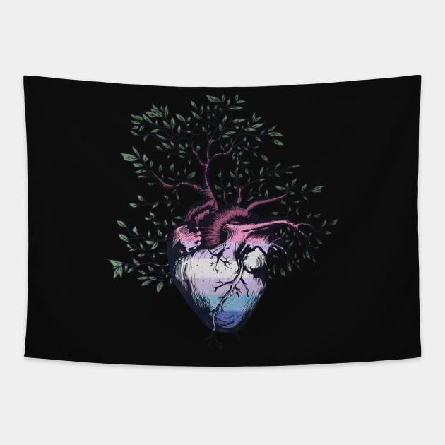 Bigender Heart Tree of Life Tapestry by Psitta