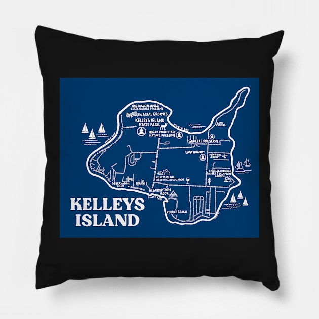 Kelleys Island Map Pillow by fiberandgloss