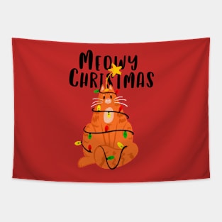 Meowy Christmas Funny Ginger Cat Tapestry