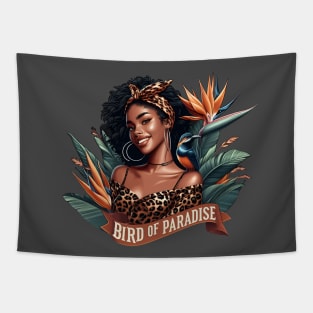 Bird Of Paradise African American Girl Floral Tropical Plant Tapestry