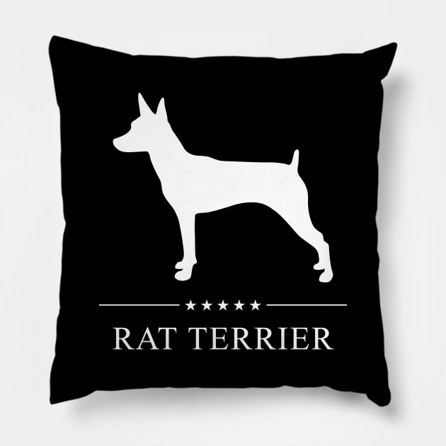 Rat Terrier Dog White Silhouette Pillow by millersye