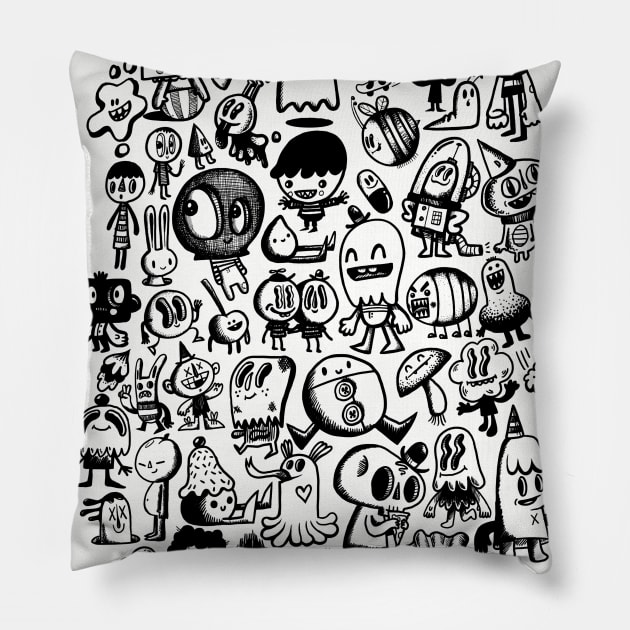 Inky Inky Doodles Pillow by wotto