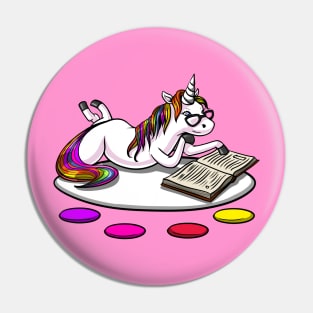 Unicorn Reading Book Pin