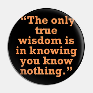 “The only true wisdom is in knowing you know nothing.” Pin