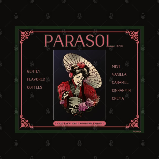 Parasol Coffee Vintage Coffee Label by SunGraphicsLab