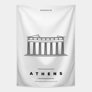 Athens Minimal Black Line Design Tapestry