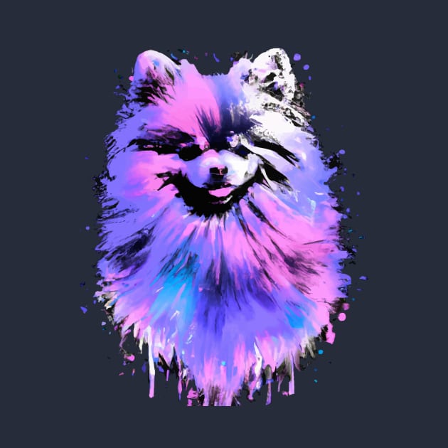 Fluffy Pomeranian Deutscher Spitz Stencil Art by Furrban