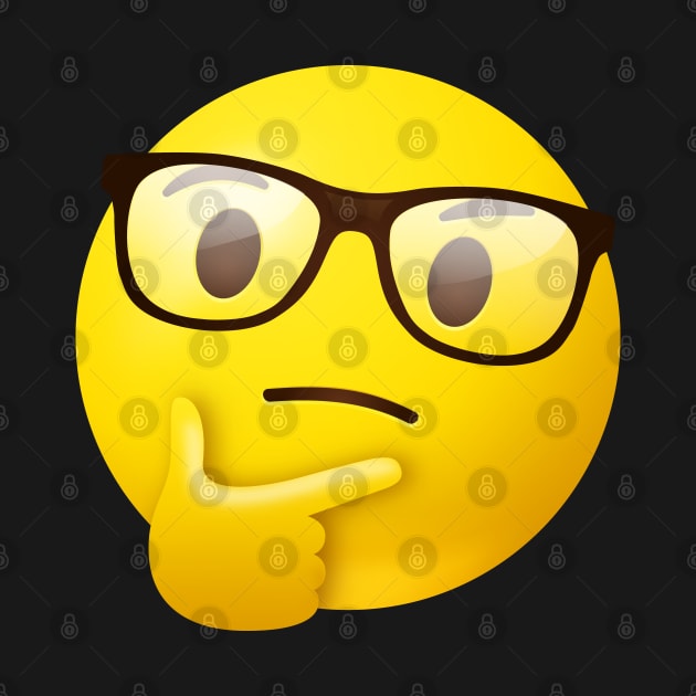 Nerdy thinking face emoji by Vilmos Varga