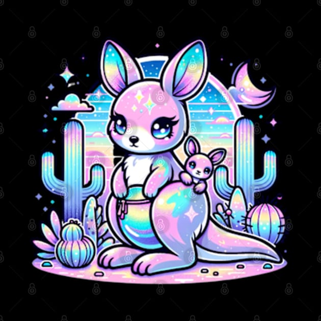 Shimmering Kangaroo Pastel Goth Holographic Cactus Kawaii by Lavender Celeste