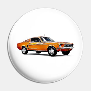 69 Mustang Fastback Cartoon Pin