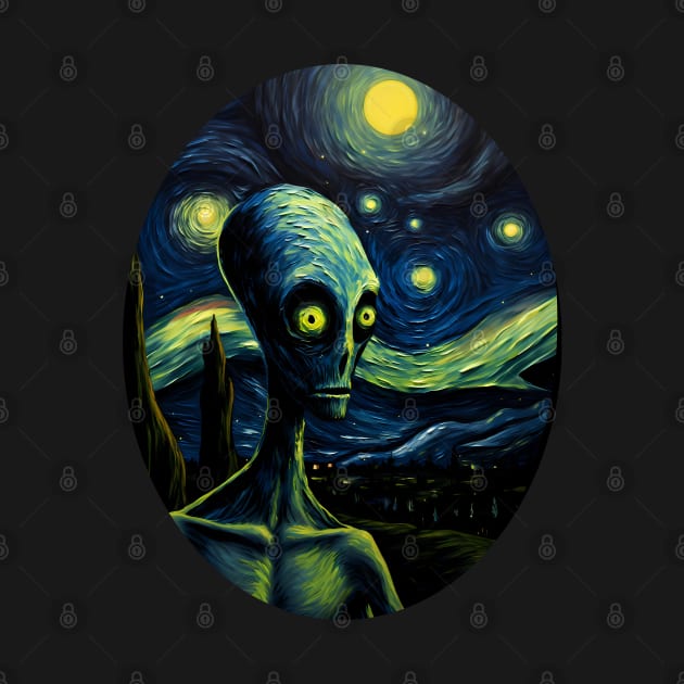 Aliencore Asethetic Van Gogh Starry Night Alien Painting by Delta V Art