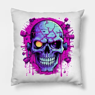 Grime Skull Pop Art Pillow