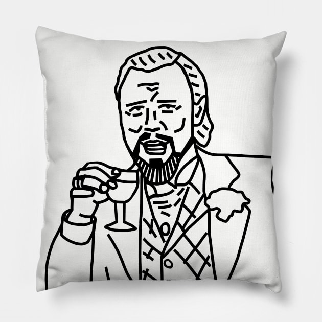 Laughing Leo Drinking Wine Memes Line Art Pillow by ellenhenryart