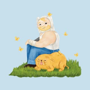 Farm world Finn and Jake - Fionna and Cake / Adventure Time fan art T-Shirt