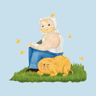 Farm world Finn and Jake - Fionna and Cake / Adventure Time fan art T-Shirt