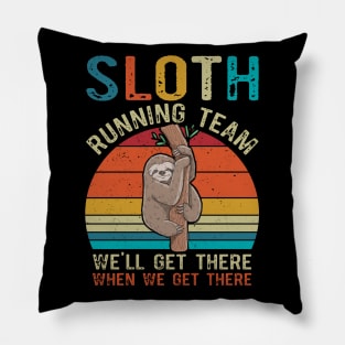 Sloth Running Team We'll Get There Vintage Pillow