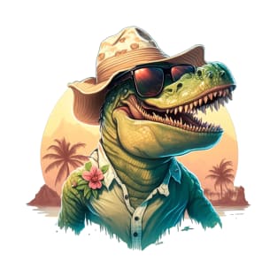 T-Rex in his Tropical Gear - Dinosaurs Need Vacations Too! T-Shirt