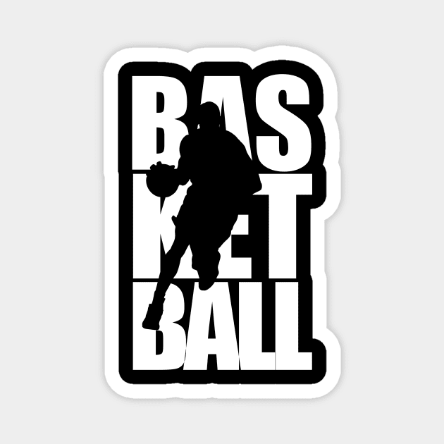 basketball player text masking white Magnet by Typography Dose