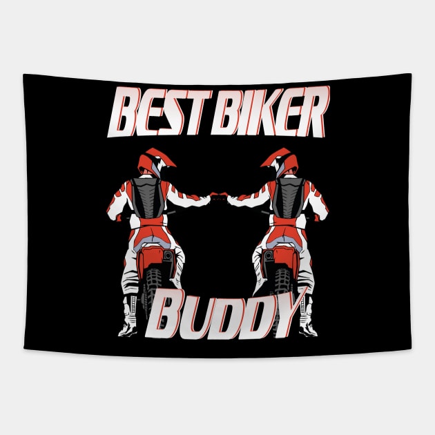 Best Biker Buddy Motorcycle Friendship Gift Tapestry by Shirtglueck