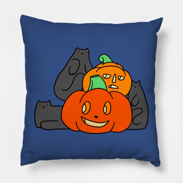 Cats and Pumpkins Pillow by saradaboru