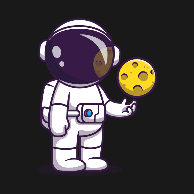 Astronaut With Moon Ball Cartoon by Catalyst Labs