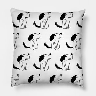 Parisien dog with beret on head illustration Pillow